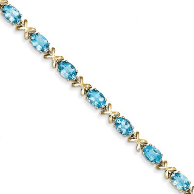 7x5mm Oval Blue Topaz bracelet 14k Gold X962BT, MPN: X962BT, 883957078595