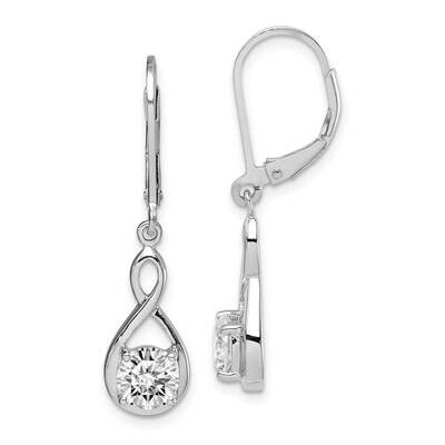 6mm CZ Diamond Teardrop Leverback Earrings Sterling Silver Rhodium-plated QE15221, MPN: QE15221, 88…
