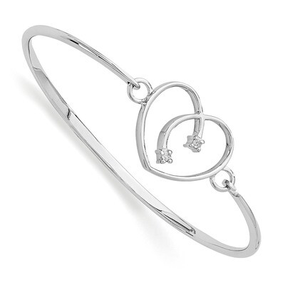 .06Ct. Diamond Heart Bangle Bracelet Sterling Silver QW230, MPN: QW230, 883957502564