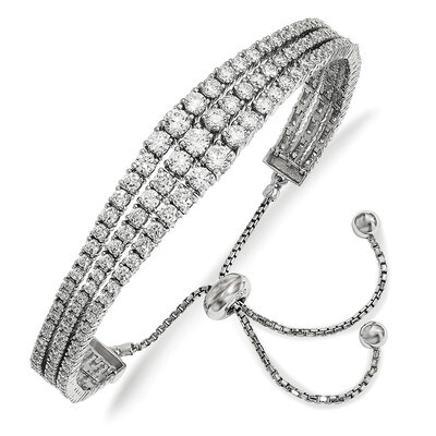 Graduated CZ 3 Strand Adjustable Bracelet Sterling Silver Rhodium-plated QG4179, MPN: QG4179, 88395…
