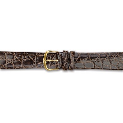 19mm Flat Brown Genuine Crocodile Gold-tone Buckle Watch Band  BA362-19, MPN: BA362-19,