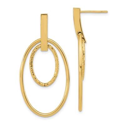 Diamond Cut Post Dangle Earrings 14k Gold Polished TF1980, MPN: TF1980, 191101785658