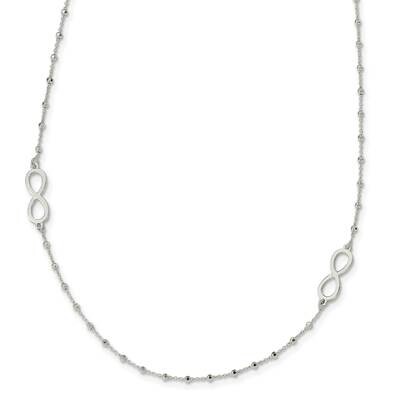 Beaded Infinity with 1 Inch Ext. Necklace Sterling Silver Polished QG6024-35, MPN: QG6024-35, 19110…