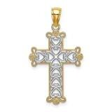 Beaded Cross Charm 14k Gold Polished &amp; Textured K9342, MPN: K9342, 637218170852