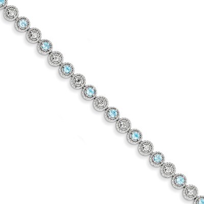 Blue Topaz Diamond Bracelet Sterling Silver QX829BT, MPN: QX829BT, 886774675985