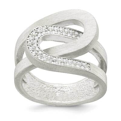 Sterling Silver interlocking swirl ring with CZ-rh Size 8 J296258180356