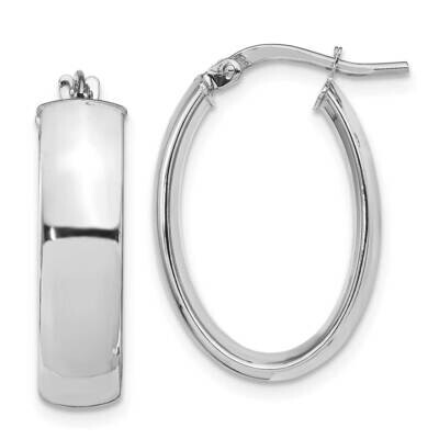 Leslie&#39;s 6mm Polished Oval Hoop Earrings 14k White Gold HB-LE1938W, MPN: LE1938W, 191101735523