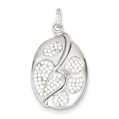 Sterling Silver Micro Pave Heart and Circles Oval Pendant QP2587