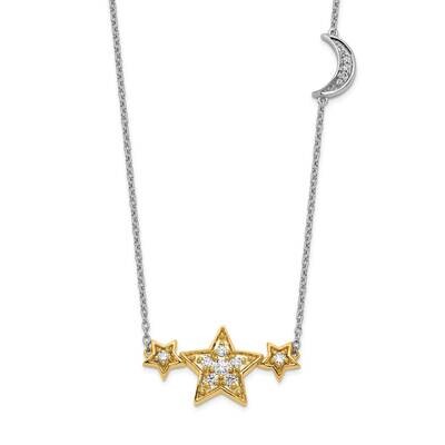 Si1/Si2, G H I, Stars with Moon Necklace 14k Two-tone Gold Lab Grown Diamond PM7976-022-WYLG, MPN: …