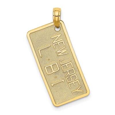 Nj-Lbi License Plate Charm 14k Gold Textured K7944, MPN: K7944, 637218129706