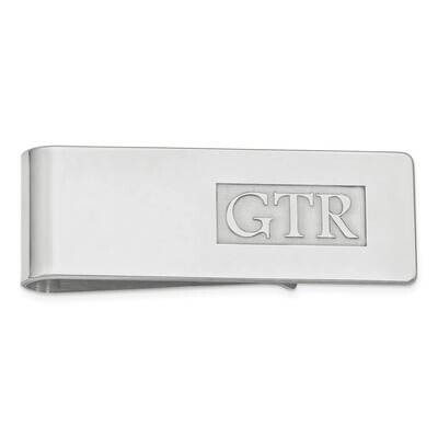 Raised Letters Polished Monogram Money Clip 14k White Gold XNA607W, MPN: XNA607W, 886774555393