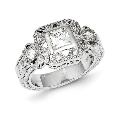 Antique Style Ring Sterling Silver Diamond QR1347, MPN: QR1347, 883957180908