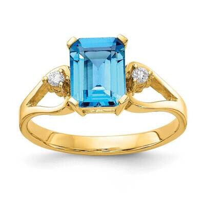 8x6mm Emerald Cut Blue Topaz Diamond Ring 14k Gold Y4749BT_AA, MPN: Y4749BT_AA, 883957665764