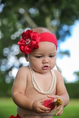 Baby Headband Headwrap Red Baby Headband Christmas Headband Red Flower Headband Girls Headband Baby…