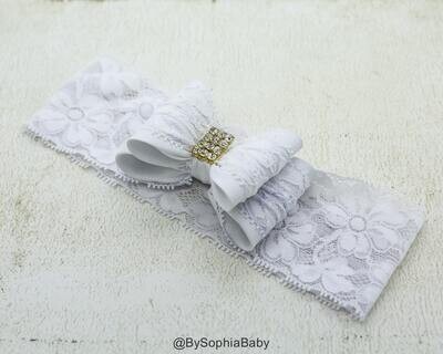 Baby Headband White Big Bow Lace Headband White Baby Headband Baby Girl Headband Photo Prop Baptism…