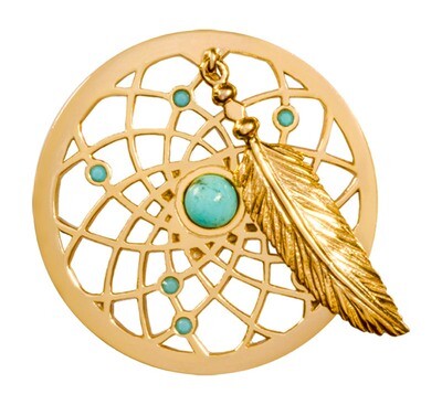 Nikki Lissoni Turquoise Dreamcatcher Dangle Gold-Plated 33mm Coin C1402GM, MPN: C1402GM, 8718627469…