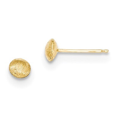 5mm Satin Puffed Button Post Earrings 14k Gold H1018, MPN: H1018, 191101362330
