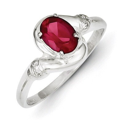 Red Oval Diamond Ring Sterling Silver QR4324, MPN: QR4324, 883957482118