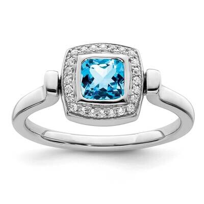 Blue Topaz and Diamond Flip Ring 14k White Gold Polished RM8231-BT-027-WA, MPN: RM8231-BT-027-WA,