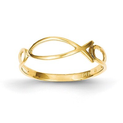 Ichthus Fish Ring 14k Gold Polished R135, MPN: R135, 883957265001