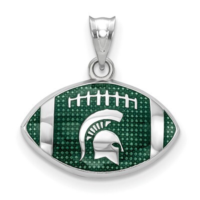 Michigan State Univ. Spartan Enameled Football Pendant Sterling Silver SS508MIS, MPN: SS508MIS, 634…
