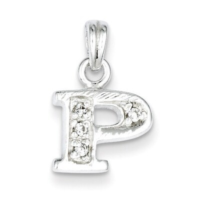 Initial P Pendant Sterling Silver Diamond QC6717P, MPN: QC6717P, 883957525044
