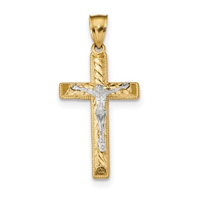Diamond Cut Crucifix Pendant 14k Two-Tone Gold K6304, MPN: K6304, 886774002729