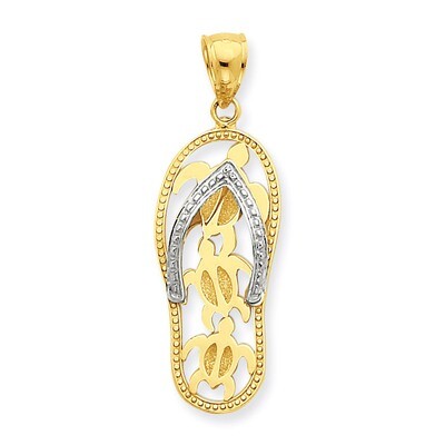 Triple Sea Turtle Flip-Flop Pendant 14k Two-Tone Gold K4206, MPN: K4206, 637218149155