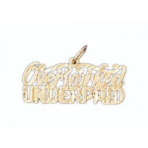 Dazzlers Jewelry Overworked Undepaid Pendant Necklace Charm Bracelet in Yellow, White or Rose Gold …