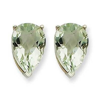 12x8 Pear Checker-Cut Green Quartz Earrings 14k White Gold XE84WCG, MPN: XE84WCG, 883957105246