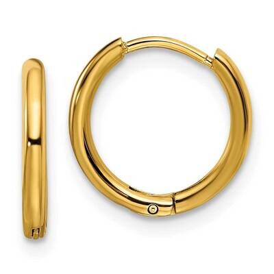 Yellow Ip-Plated 1.6mm Hinged Hoop Earrings Stainless Steel Polished SRE1457, MPN: SRE1457, 1911018…