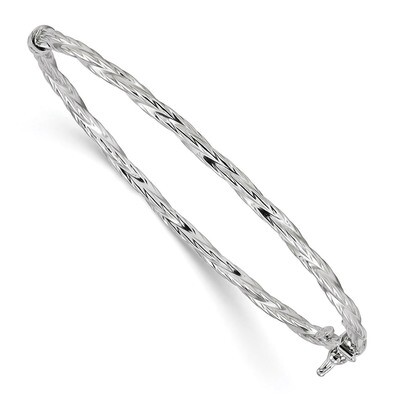 Twisted Hinged Bangle Sterling Silver Rhodium-plated Polished Textured QB1095, MPN: QB1095, 8867740…