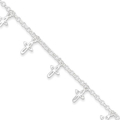 Cross Charm Child&#39;s Bracelet Sterling Silver QG1359-6, MPN: QG1359-6, 883957946955
