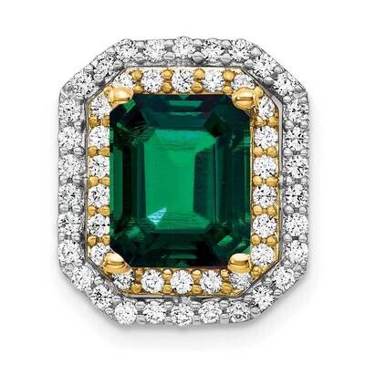 Created Emerald Pendant 14k Two-tone Gold Lab Grown Diamond PM7504-CEM-062-WYLG, MPN: PM7504-CEM-06…