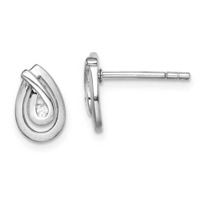 Satin Teardrop Post Earrings Sterling Silver Rhodium-plated CZ Diamond QE15160, MPN: QE15160, 88395…