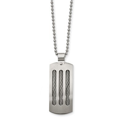 Curved with Cable Necklace Stainless Steel Brushed and Polished SRN2084-22 by Chisel, MPN: SRN2084-…