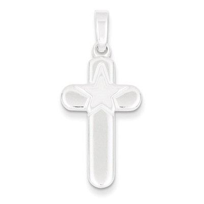 Sterling Silver Polished and Matte Finish Cross Pendant QC7243
