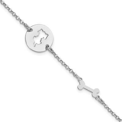 Puppy and Bone with .5 In Extender Bracelet Sterling Silver Rhodium-Plated QG6210-6.5, MPN: QG6210-…