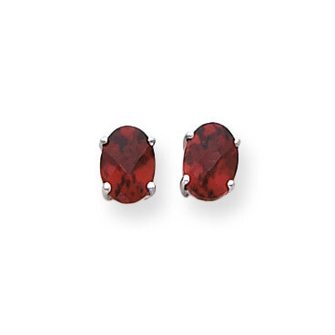7x5mm Oval Garnet Checker Earrings 14k White Gold XE87WGC, MPN: XE87WGC, 883957107714
