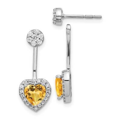 Citrine Earrings 14k White Gold Diamond EM4198-CI-038-WA, MPN: EM4198-CI-038-WA, 191101838088