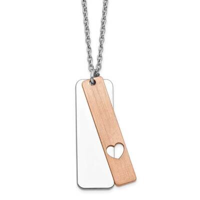 Dogtag with Rose Gold Heart Plate with 1.25in .ext Necklace Sterling Silver QG5160-17, MPN: QG5160-…