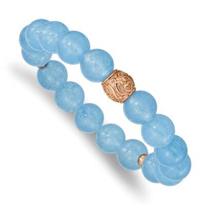 Rose Ip-Plated Blue Chalcedony Stretch Bracelet Stainless Steel SRB2555, MPN: SRB2555, 191101860607