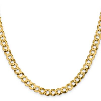 8.3mm Lightweight Flat Cuban Chain 26 Inch 14k Gold LCB210-26, MPN: LCB210-26, 883957172774
