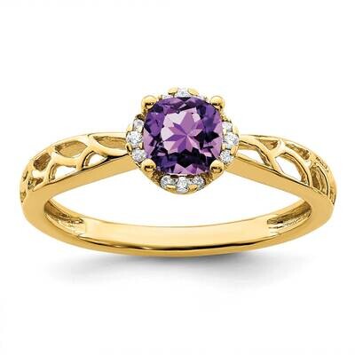 Polished Amethyst and Diamond Ring 14k Gold RM8151-AM-060-YA, MPN: RM8151-AM-060-YA,