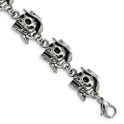Pirates Hat 8.5 Inch Bracelet Stainless Steel Antiqued SRB899-8.5 by Chisel, MPN: SRB899-8.5, 19110…