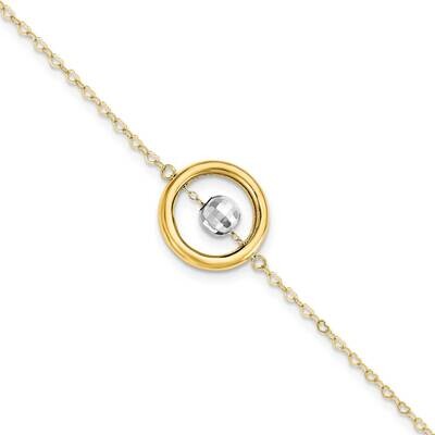 Circle Diamond-Cut Bead with 1 Inch Extender Bracelet 14k Two-Tone Gold FB1889-7, MPN: FB1889-7, 88…