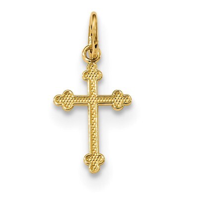 Diamond -cut Small Budded Cross Charm 14k Gold Polished K6243, MPN: K6243, 883957950846