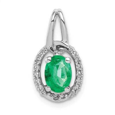 Oval Emerald Pendant 14k White Gold Diamond PM5261-EM-013-WA, MPN: PM5261-EM-013-WA, 883957974347