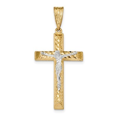 Diamond -cut Crucifix Pendant 14k Two-Tone Gold K6302, MPN: K6302, 883957927954