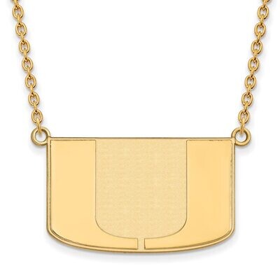 University of Miami Large Pendant with Chain Necklace 14k Yellow Gold 4Y016UMF-18, MPN: 4Y016UMF-18…